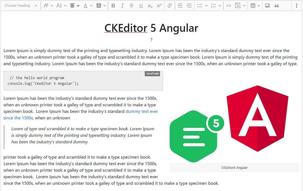 How to configure CKEditor 5 HTML text editor with Angular 9+